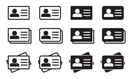ID Card icon collection. Employee clerk card, driver license, Identification card, staff identification card symbol. Design for website and mobile app.のイラスト素材