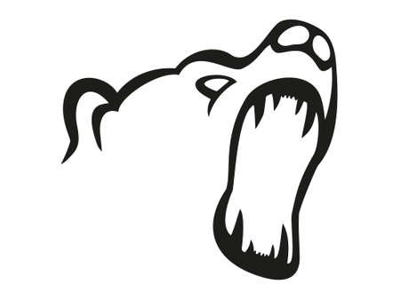 Silhouette of the growing bear. Roaring bear. Angry grizzly bear head silhouette.のイラスト素材