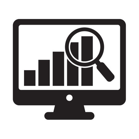 Online search icon. Graph analysis sign icon in trendy flat style isolated on white background.のイラスト素材