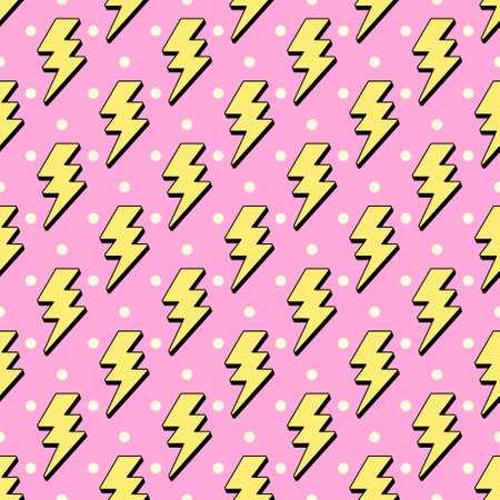 Flash lightning polka dot seamless pattern, girl power style background.