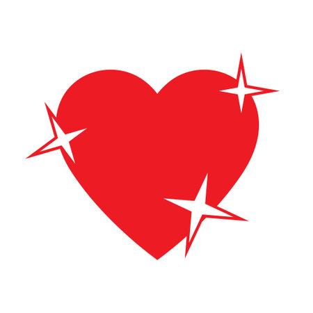 Red sparkling heart isolated on white background.のイラスト素材