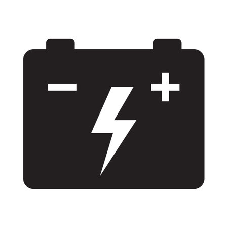 car battery icon. energy power accumulator. Automotive charge sign. Auto battery symbols isolated on white background. vector illustration.のイラスト素材