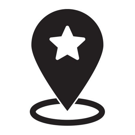 Favorite place map pointer icon. Map pin with star icon. Map pointer with star icon.のイラスト素材