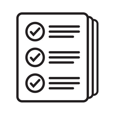 Checklist vector icon in line art style. Document icon, illustration isolated on white background for graphic and web design.のイラスト素材