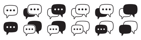 Chat icons vector isolated element. Set of talk bubble speech signs. Blank bubbles vector icons. Message vector icons.のイラスト素材