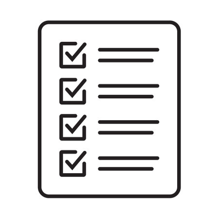 Checklist vector icon in line art style. Document icon, illustration isolated on white background for graphic and web design.のイラスト素材