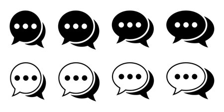Chat icons vector isolated element. Set of talk bubble speech signs. Blank bubbles vector icons. Message vector icons.のイラスト素材
