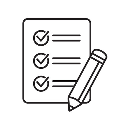 Checklist with pencil icon. Test, questionnaire icon. To do list vector icon for web site and app design.のイラスト素材