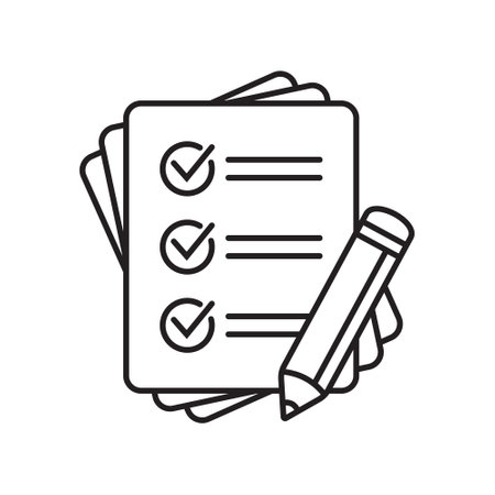 Checklist with pencil icon. Test, questionnaire icon. To do list vector icon for web site and app design.のイラスト素材