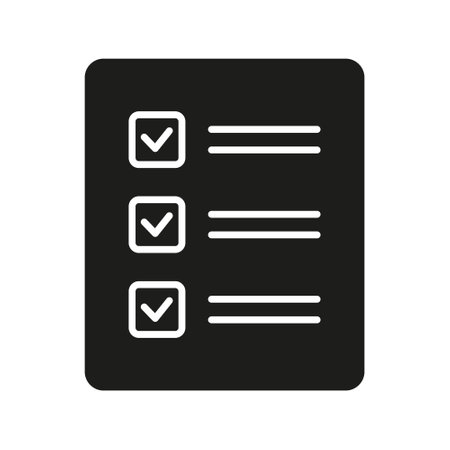 List icon, Menu symbol, Checklist icon solid style, glyph flat icon. vector design element.のイラスト素材