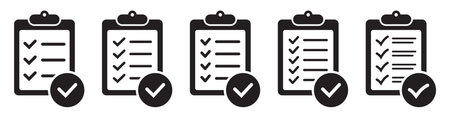 Clipboard with check mark icon isolated on background. Checklist sign symbol for web site and app design.のイラスト素材
