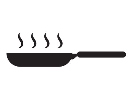 Frying pan vector icon. Frying pan isolated signs.のイラスト素材