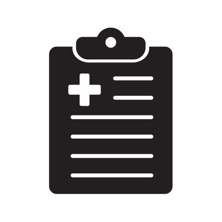 Medical history icon, medical report symbol. health care clipboard icon. medical card icon.のイラスト素材