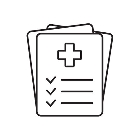 Medical record icon, medical report icon, medical history thin line icon, vector isolated.のイラスト素材