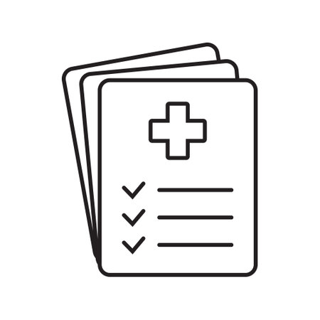 Medical record icon, medical report icon, medical history thin line icon, vector isolated.のイラスト素材