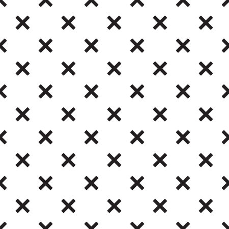 Vector seamless cross pattern. Endless black and white texture. Abstract geometric background.のイラスト素材