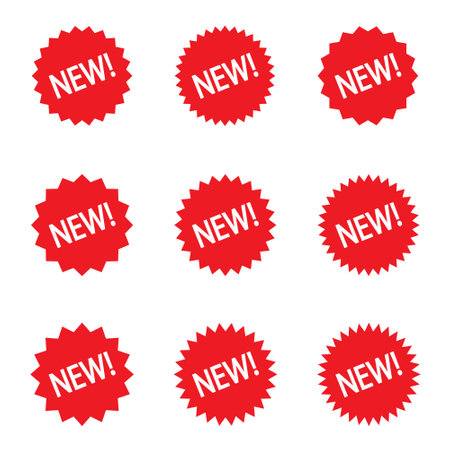 New red button, stamp set. new sale icon. New red labels.のイラスト素材