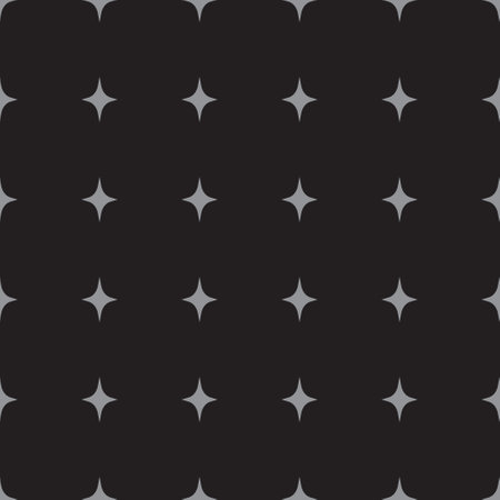 Black vector seamless pattern with gray stars.のイラスト素材