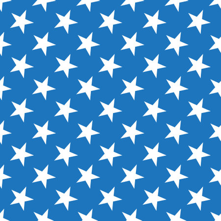 Stars seamless pattern. Stars on a pretty blue background, vector retro seamless pattern for packaging, fabric, paper, background.のイラスト素材