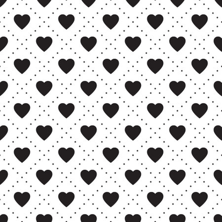 Seamless geometric pattern with hearts. Vector repeating texture.のイラスト素材