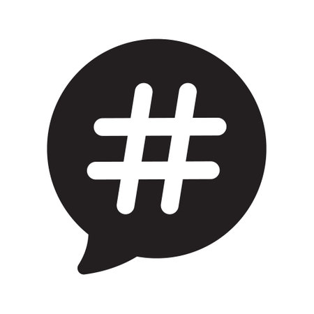 Hashtag speech bubble icon. Hashtag sign symbol, simple pictogram. Vector illustration isolated on a white background. Vector sign for mobile app and web sites.のイラスト素材