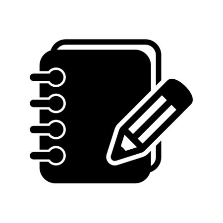 Notebook and pencil icon. Icon of notes. Notepad vector sign.のイラスト素材