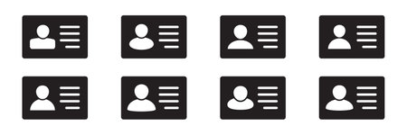 ID Card icon collection. Employee clerk card, driver license, Identification card, staff...