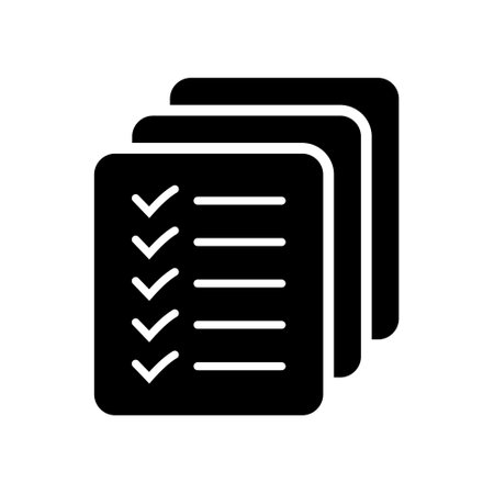 List icon, Site menu symbol, Checklist icon solid style, glyph flat icon. Vector design element.のイラスト素材