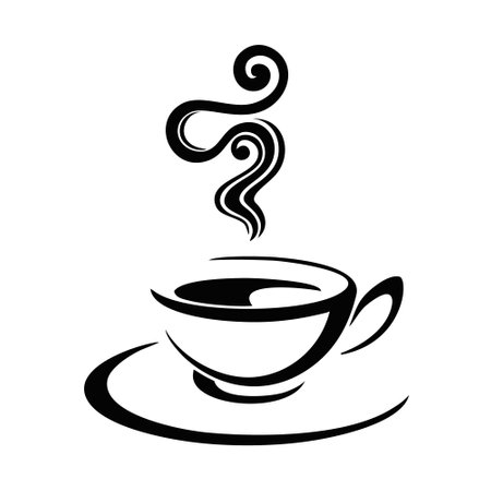 Cup of hot drink, mug of coffee, tea etc. Coffee cup with steam vector icon.のイラスト素材
