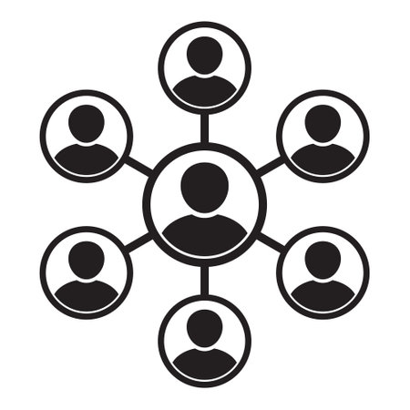 People network icon. Social network connection and global business communication concept. Vector icon isolated on white background.のイラスト素材