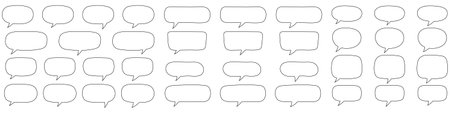 Speech bubble, speech balloon, chat bubble line art vector icon for apps and websites. Set of hand drawn speech bubbles.のイラスト素材
