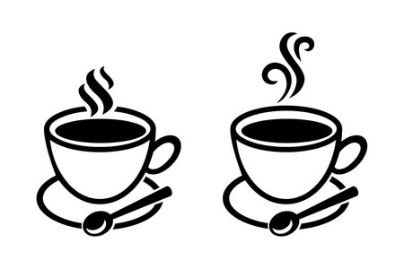 Coffee cup icon. Cup of hot drink, mug of coffee, tea etc. Coffee cup with steam vector icon.のイラスト素材