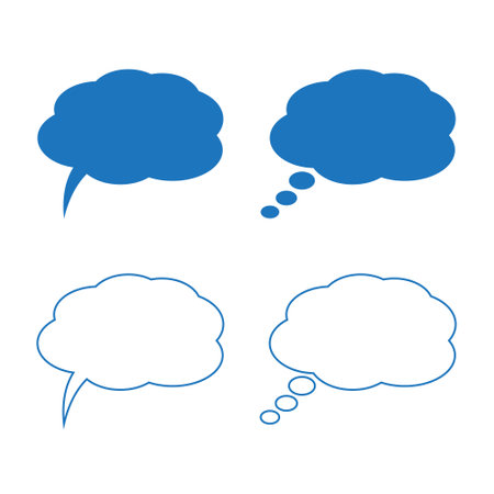 Speech or think bubble, empty communication cloud. Vector design element.のイラスト素材