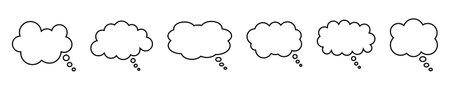 Thought bubble line icon. Speech or think bubble, empty communication cloud. Set of vector design elements. Expanded stroke.のイラスト素材