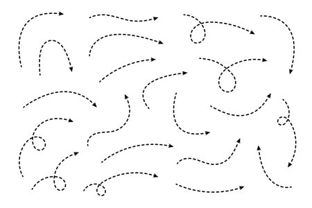 Curved dotted arrow. Zigzag arrow stripes design with dotted lines.のイラスト素材