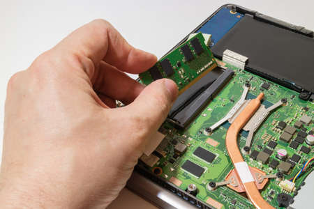 Install in motherboard of laptop memory modules