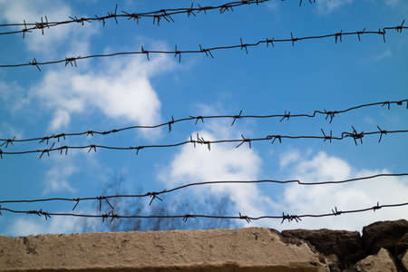blue sky of freedom over the prisonの写真素材