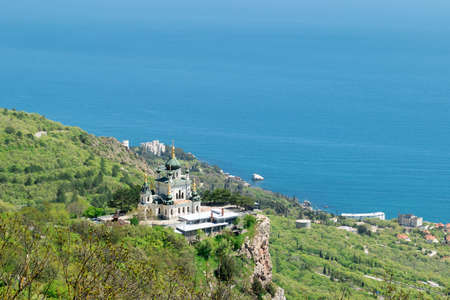 The Church of Christ's Resurrection on rocks in Crimeaの写真素材