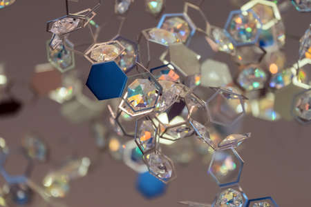 Beautiful crystals of different colors in air, concept photoの写真素材