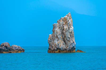 Lonely rock at Cape Ai-Todor in the black sea, near Yalta