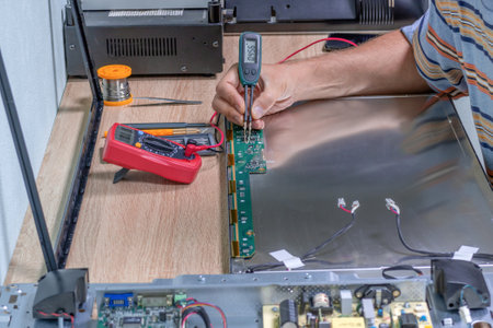 Diagnosis and repair lcd TV monitor in real service center.