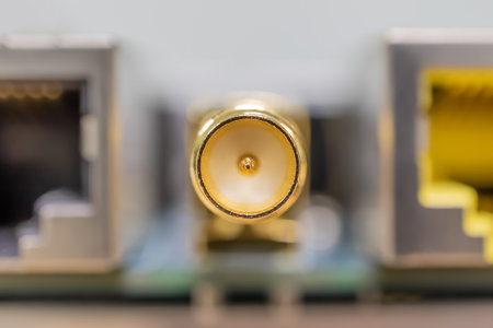Router connector for connecting a Wi-Fi antenna close-up.の写真素材
