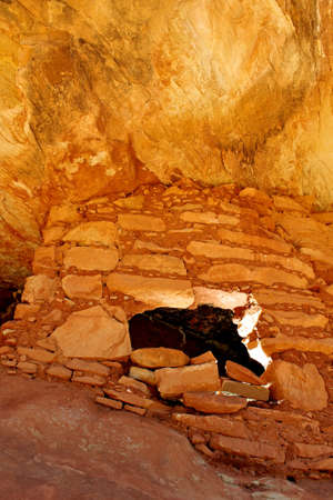 House on Fire, famous Anasazi ruins in Mule Canyon, Utah.  の写真素材