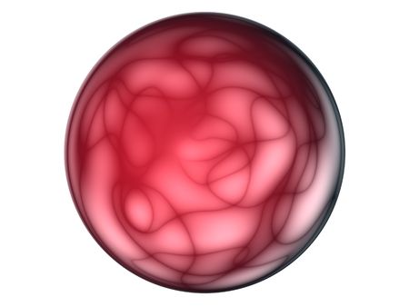 3d generated round button, made of transparent glass with fog pattern insideの写真素材