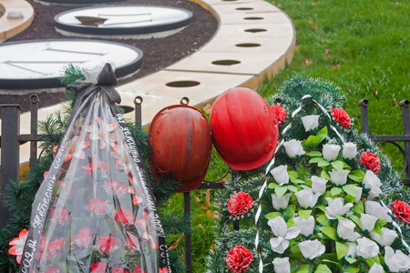KIEV, UKRAINE - October, 04, 2014: Makeshift memorial at Maydan Nezalezhnosti square in Kiev after revolution 2013-2014のeditorial素材