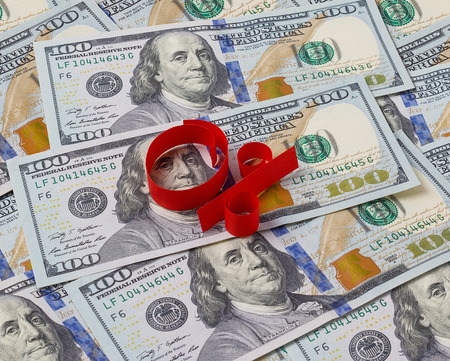 Background of dollars and 0 percentの写真素材