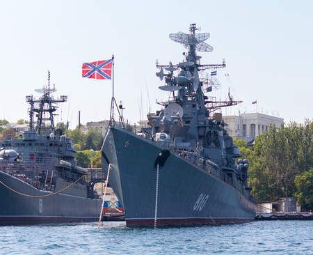 Ukraine, Sevastopol - September 02, 2011: Russian frigate \"Sharp-witted\" in Sevastopolのeditorial素材