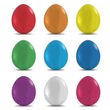 Colorful easter eggs isolated on white backgroundのイラスト素材