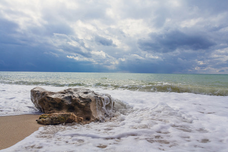 Wave and stone. Crimean Black sea coast