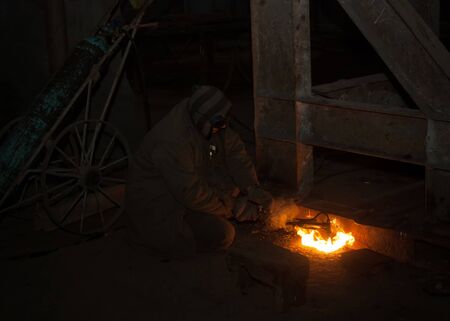 Metal cutting works with a gas torch